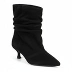 Capone Evelyn Pointed Toe Suede Look Women Sued Black Ankle Boot