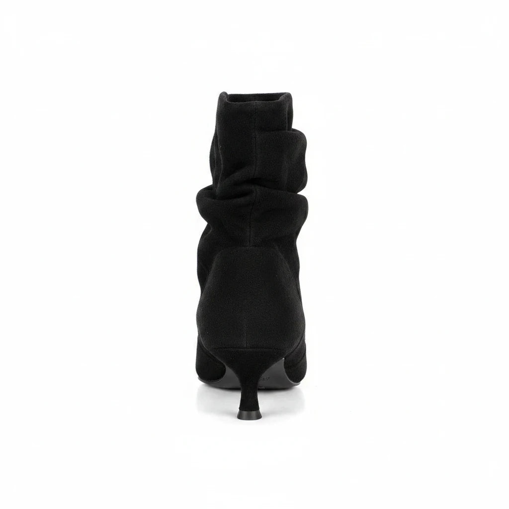 Capone Evelyn Pointed Toe Suede Look Women Sued Black Ankle Boot