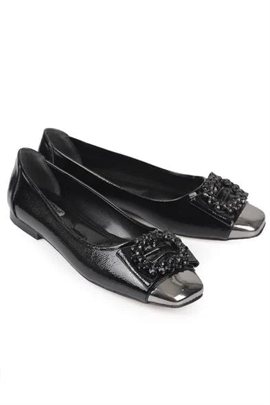 Capone Adriana 058 Women Platinum Cristal Embellished Ballet Flats