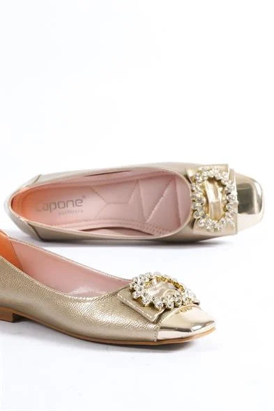 Capone Adriana 058 Women Platinum Cristal Embellished Ballet Flats