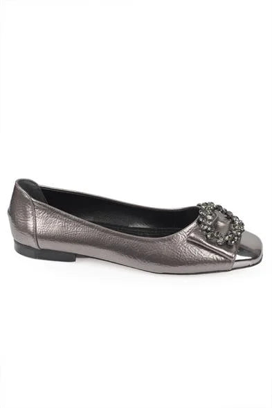Capone Adriana 058 Women Platinum Cristal Embellished Ballet Flats