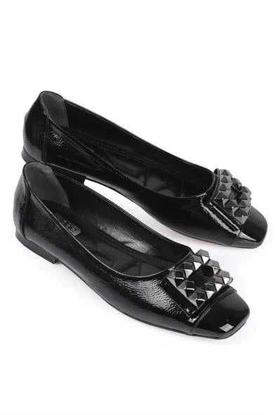 Capone Agata 070 Women Black Metalic Bouckle Ballet Flats