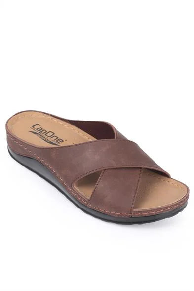 Capone Ivory 107001 Women Navy Cross Band Slide Comfort Anatomical Sandals