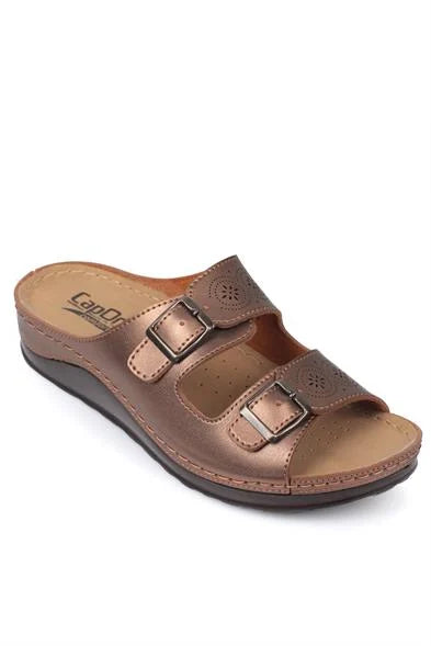 Capone Jaclin 107009 Women Beige Double Starps Slide Comfort Anatomical Sandals