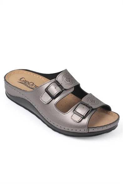 Capone Jaclin 107009 Women Beige Double Starps Slide Comfort Anatomical Sandals