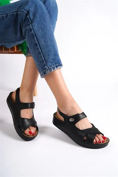 Capone Cecil 107090 Women Black Slingback Comfort Anatomical Sandals
