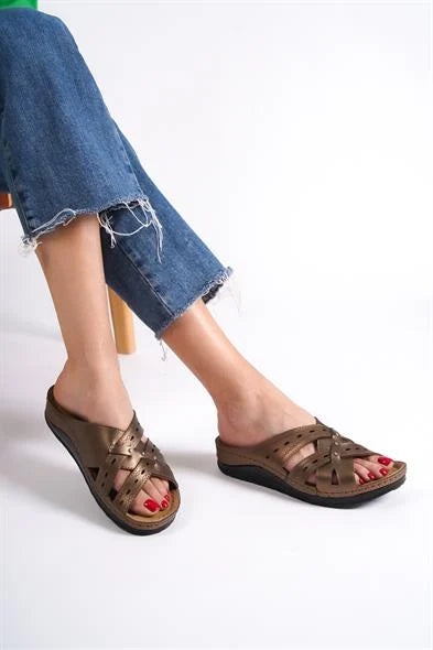 Capone Jaine 107090 Women Copper Slingback Comfort Anatomical Sandals