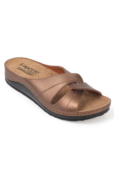 Capone Janel 107090 Women Gold Slingback Comfort Anatomical Sandals