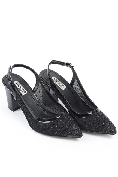 Capone Nona 145 Blok Potpetica Kristalno Ukrašene Slingback Ženske Srebrne Cipele