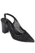 Capone Nona 145 Blok Potpetica Kristalno Ukrašene Slingback Ženske Srebrne Cipele