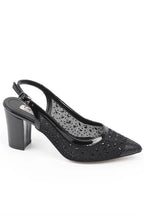 Capone Nona 145 Blok Potpetica Kristalno Ukrašene Slingback Ženske Srebrne Cipele