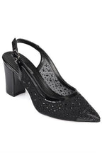 Capone Nona 145 Blok Potpetica Kristalno Ukrašene Slingback Ženske Srebrne Cipele