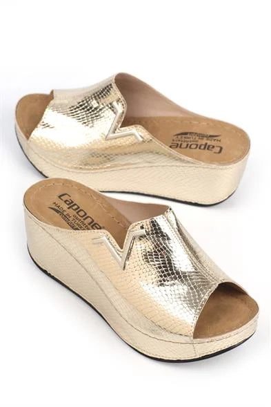 Capone Kailey 6145 Women Gold Platform V Clip Accessory Sandals