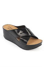 Capone Kaja 6175 Women Black Platform Cross Band Sandals