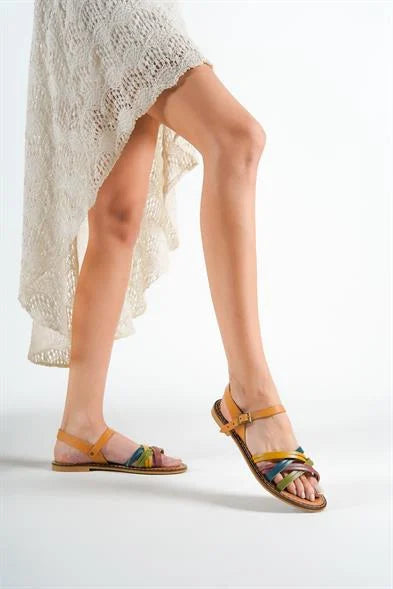 Capone Darya 830 Genuine Leather Women Tan Slingback Sandals