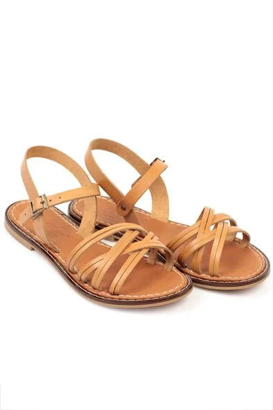Capone Darya 830 Genuine Leather Women Tan Slingback Sandals
