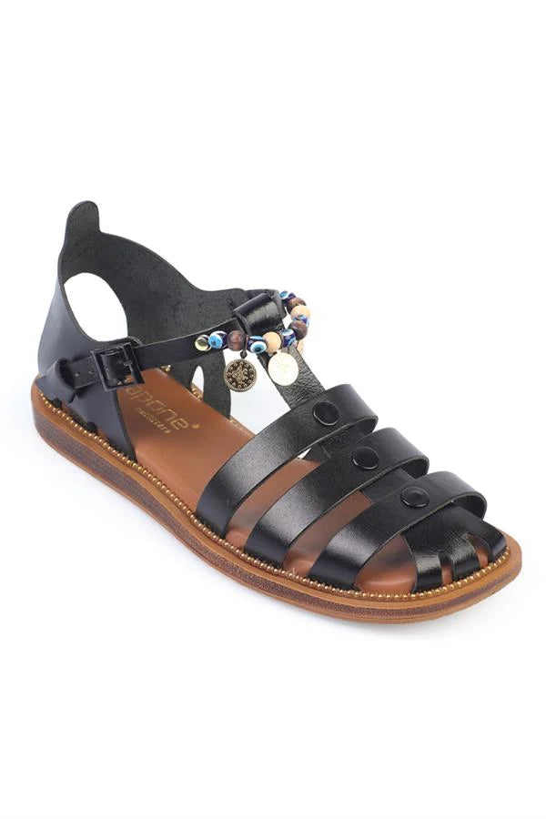 Capone Elora Accessorized Leather Women Brown Sandals