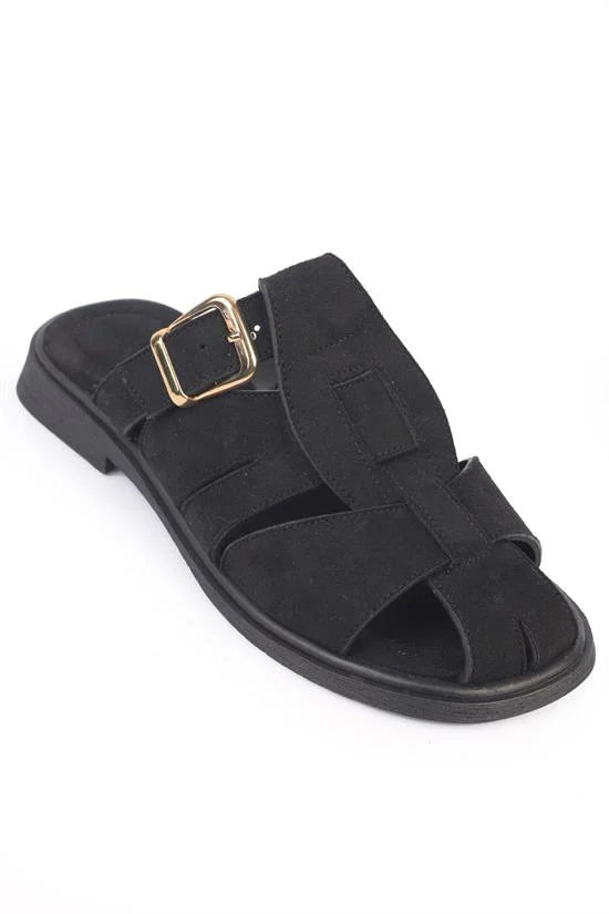 Capone Alanna Suede Look Gladiator Women Sued Black Sandal