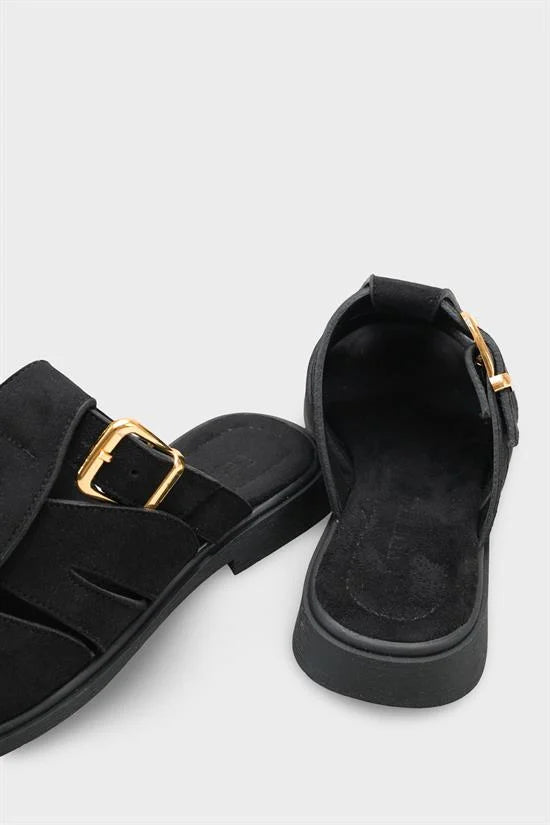 Capone Alanna Suede Look Gladiator Women Sued Black Sandal