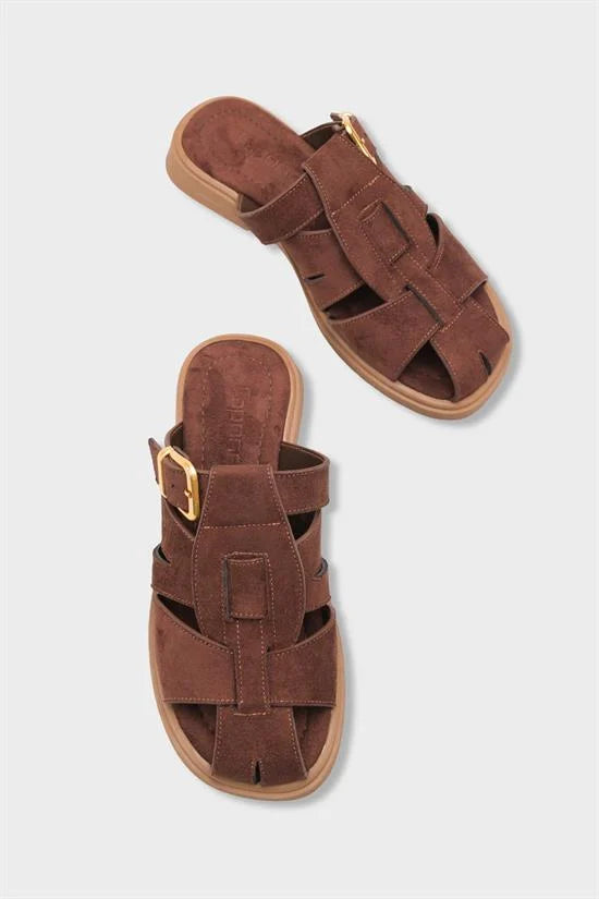Capone Alanna Suede Look Gladiator Women Sued Black Sandal