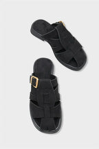 Capone Alanna Suede Look Gladiator Women Sued Black Sandal