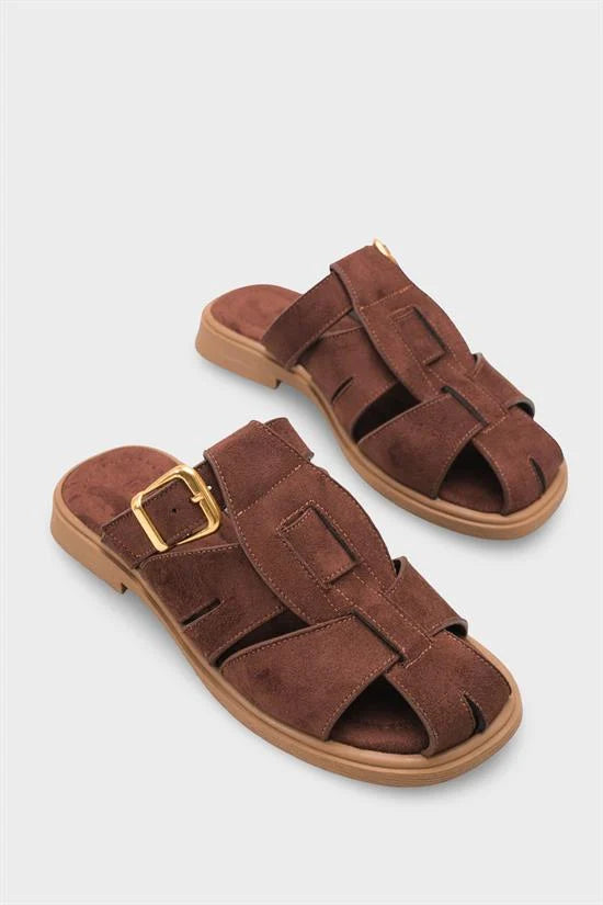 Capone Alanna Suede Look Gladiator Women Sued Black Sandal