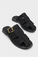 Capone Alanna Suede Look Gladiator Women Sued Black Sandal