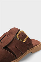 Capone Alanna Suede Look Gladiator Women Sued Black Sandal