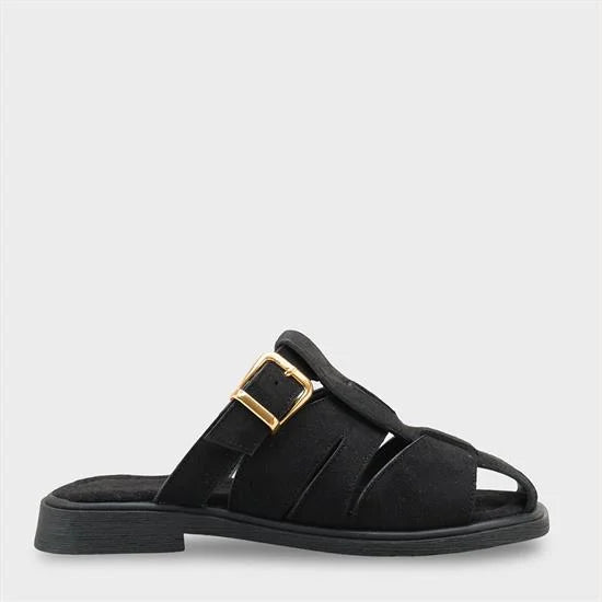 Capone Alanna Suede Look Gladiator Women Sued Black Sandal