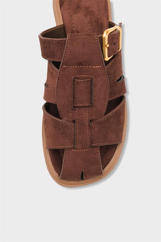 Capone Alanna Suede Look Gladiator Women Sued Black Sandal