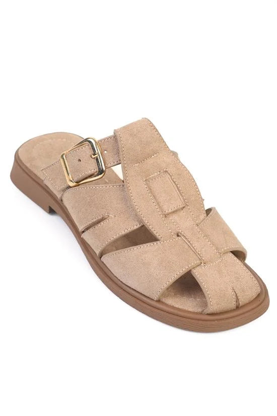 Capone Alanna Suede Look Gladiator Women Sued Black Sandal
