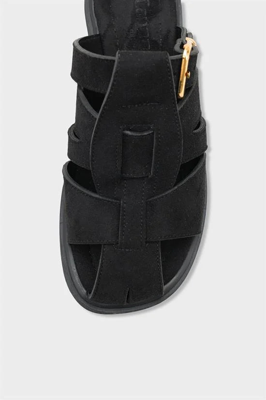 Capone Alanna Suede Look Gladiator Women Sued Black Sandal