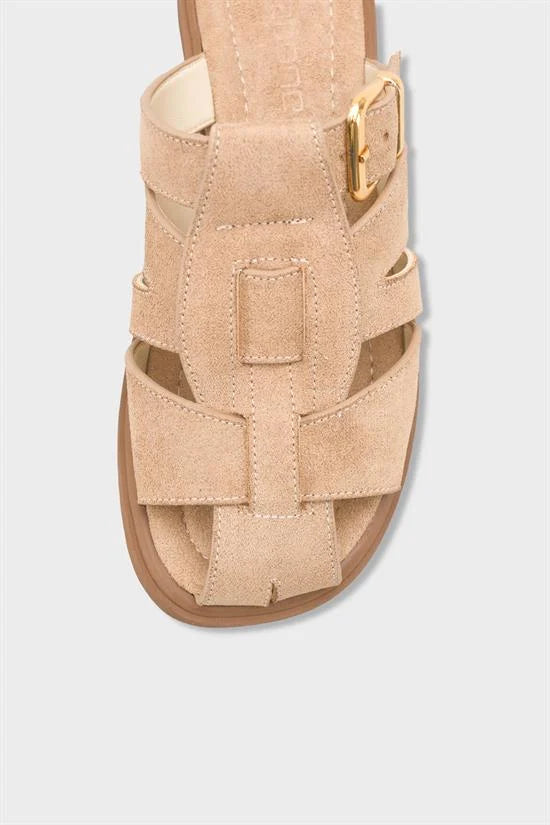 Capone Alanna Suede Look Gladiator Women Sued Black Sandal