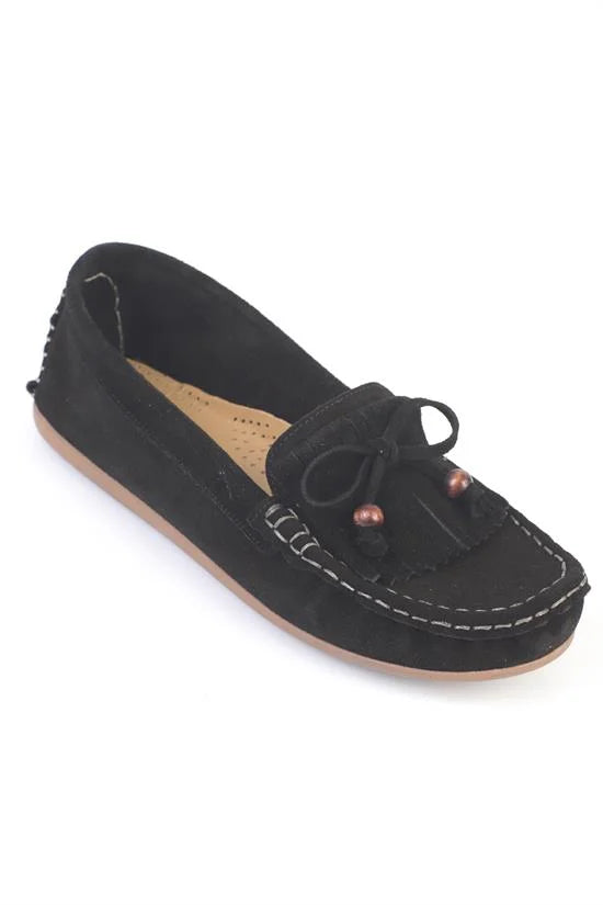 Capone Almir Genuine Leather Suede Beaded Tassel Comfort Women Walnut Loafer