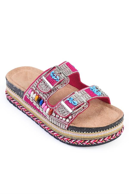 Capone Alyson Crystal Embellishedı Buckled Flat Heeled Woman Sandal