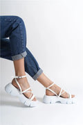 Capone Amy Thick Sole Ankle Band Comfort Sole Women White Sandals