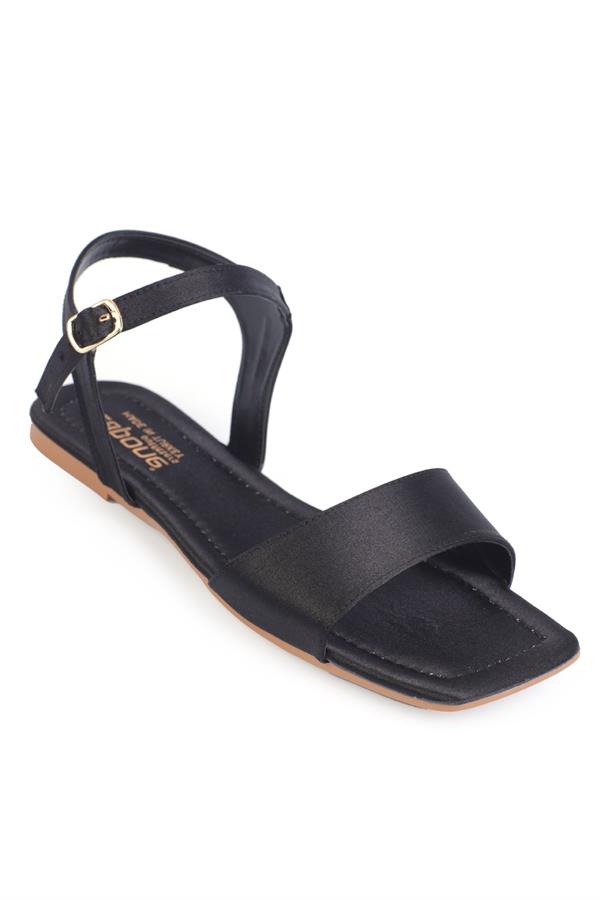 Capone Celinda Ankle Strap Blunt Toe Flat Heel Satin Women Satin Mink Sandals