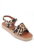 Capone Brigid Ankle Strap Open Toe Women Leopard Furry Espadrilles
