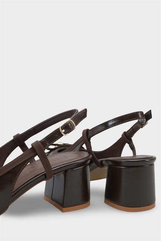 Capone Arielle Round Toe Ankle Strap Mid Heel Bow Detail Women Black Shoe
