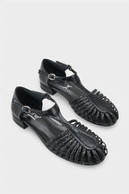 Capone Arleen Woven Low Heel Women Black Ballet Flat