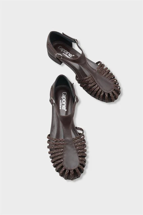 Capone Arleen Woven Low Heel Women Black Ballet Flat