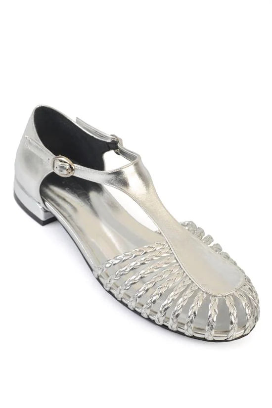 Capone Arleen Woven Low Heel Women Black Ballet Flat