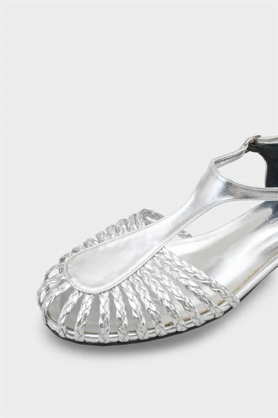Capone Arleen Woven Low Heel Women Black Ballet Flat