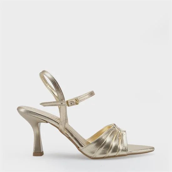 Capone Belvia Pointed Toe Metallic Ankle Strap Mid Heel Women Black Shoe