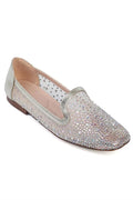 Capone Ada Blunt Toe Meshed Crystal Embellished Women Metallic Gold Stylish Ballerinas