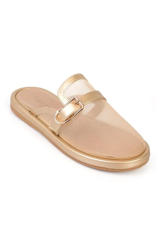 Capone Bobbie Mesh Flat Heel Women Black Clog Sandal