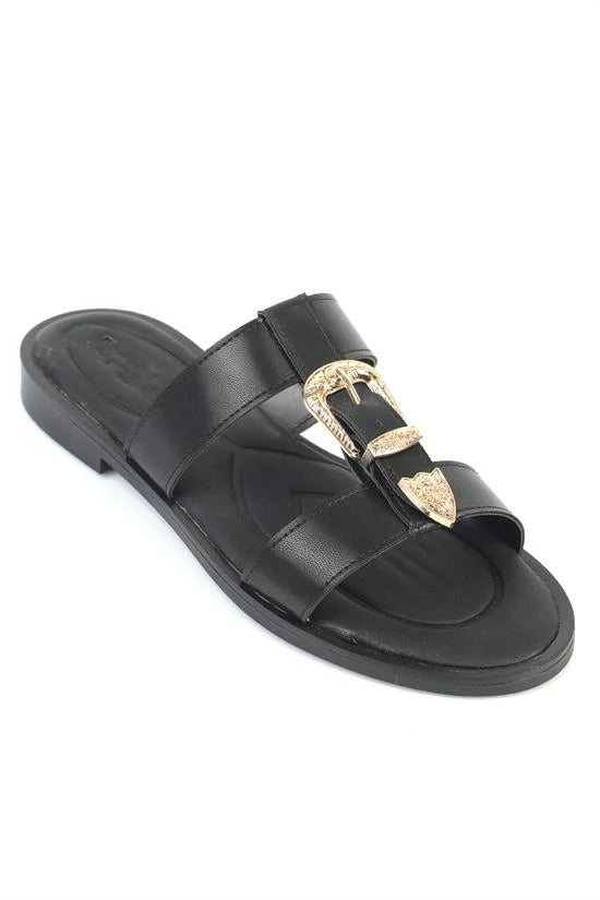 Capone Brynn Metal Buckle Flat Heel Women Tan Sandal