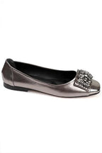 Capone Agnes Burnu Metalic Cristal Embellished Bouckle Chic Ballet Women Black Flats