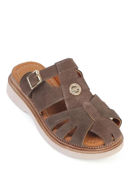 Capone Cher Genuine Suede Gladiator Wedge Heel Women Tan Sandal