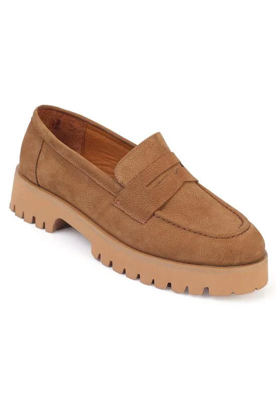 Capone Cork Sole Leather Women Nubuck Black Loafer
